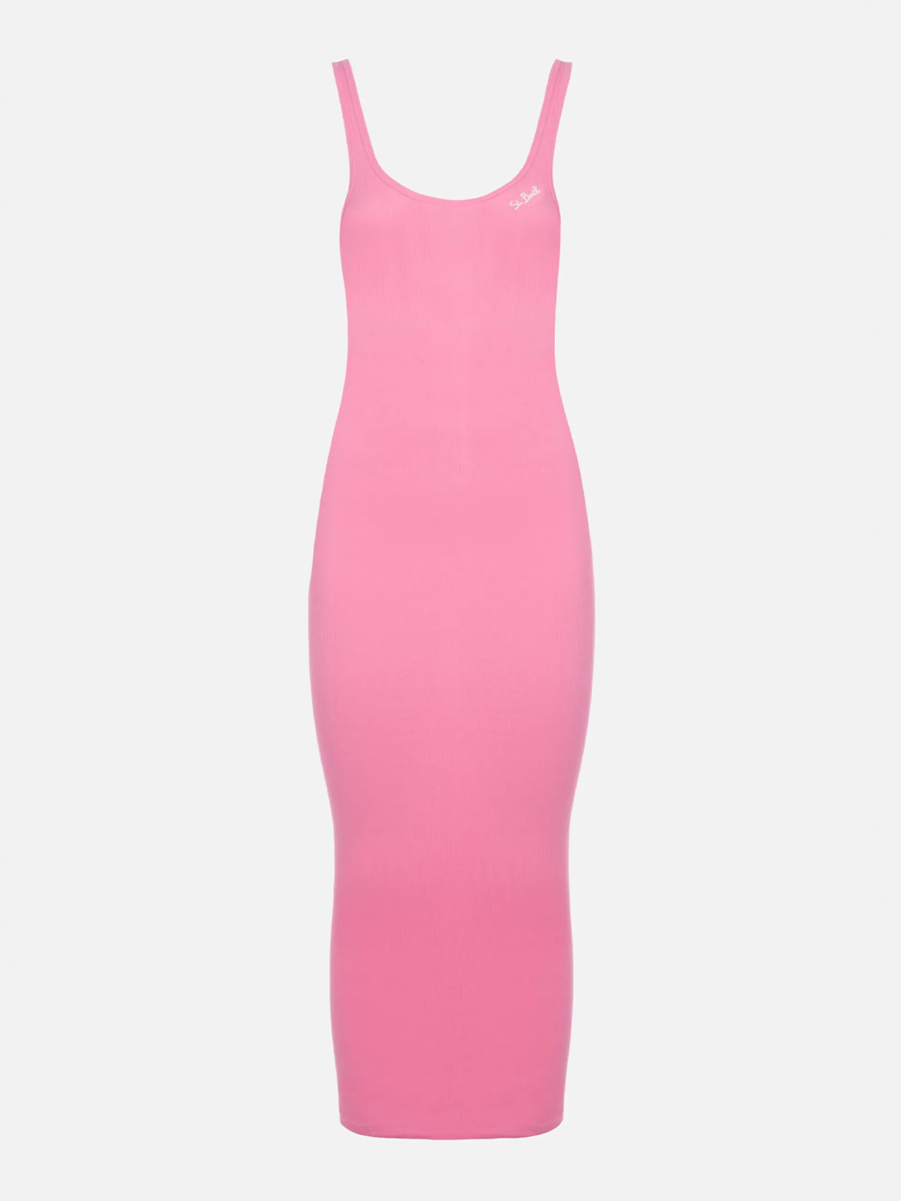 Abito canotta in jersey di cotone rosa a coste da donna Jennifer