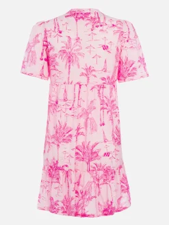 Abito corto da donna in voile di cotone Siara con stampa toile de jouy