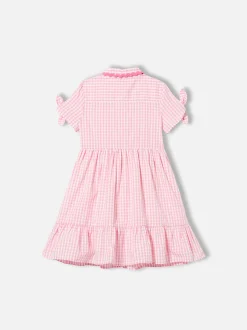 Abito da bambina con stampa vichy bianchi e rosa