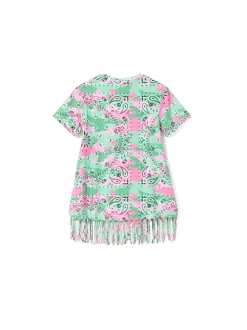 Abito da bambina in cotone mimetico con frange