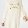 Abito in maglia garzata con ricamo It's cold outside