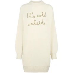 Abito in maglia garzata con ricamo It's cold outside