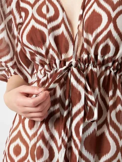 Abito lungo da spiaggia in cotone e seta