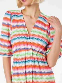 Abito lungo da spiaggia in maglia chevron