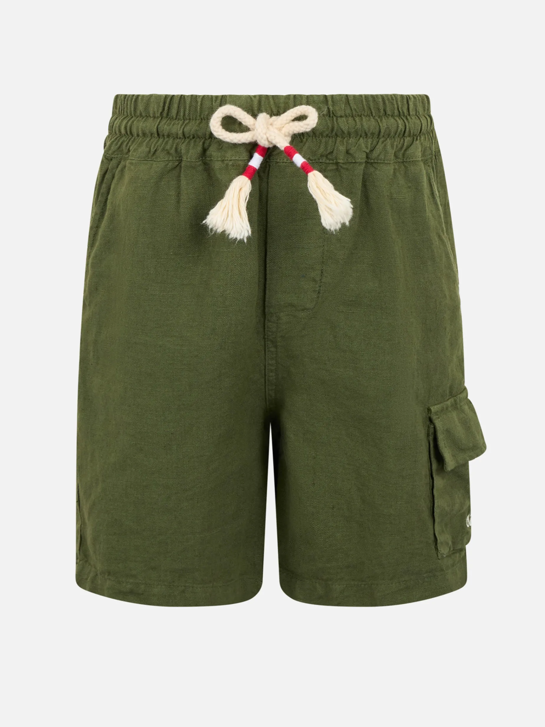 Bermuda da bambino in lino verde militare Marsiglia Jr