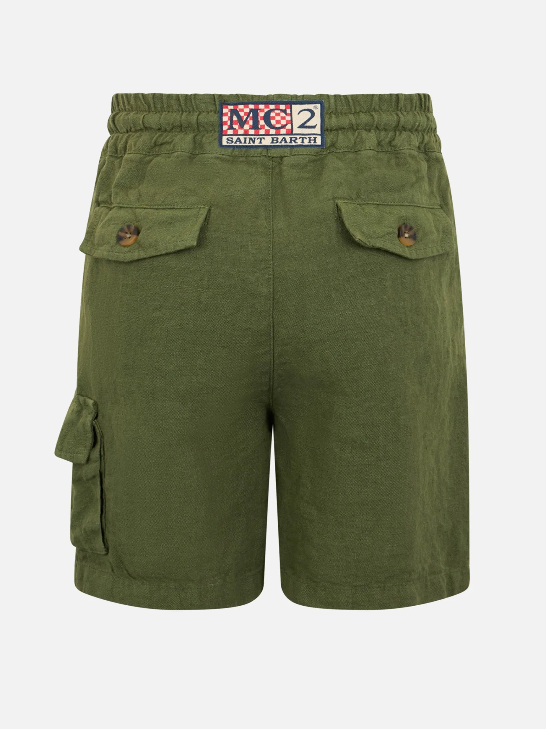 Bermuda da bambino in lino verde militare Marsiglia Jr