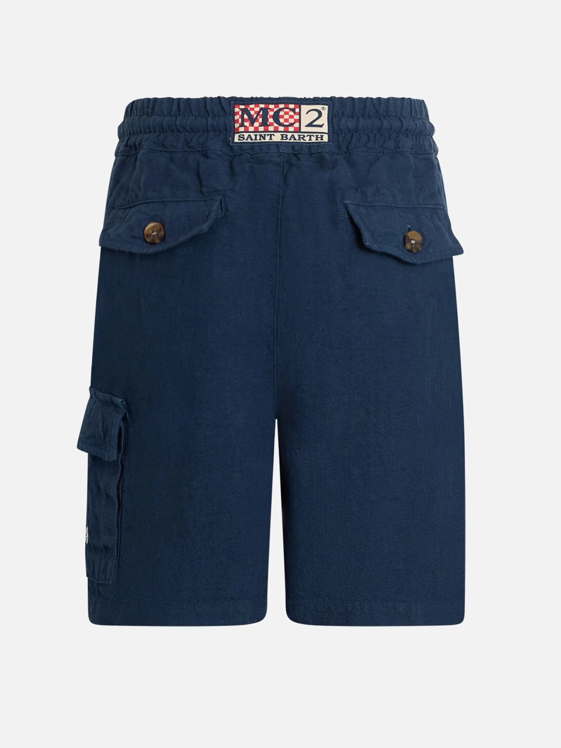 Bermuda da bambino in lino blu navy Marsiglia Jr