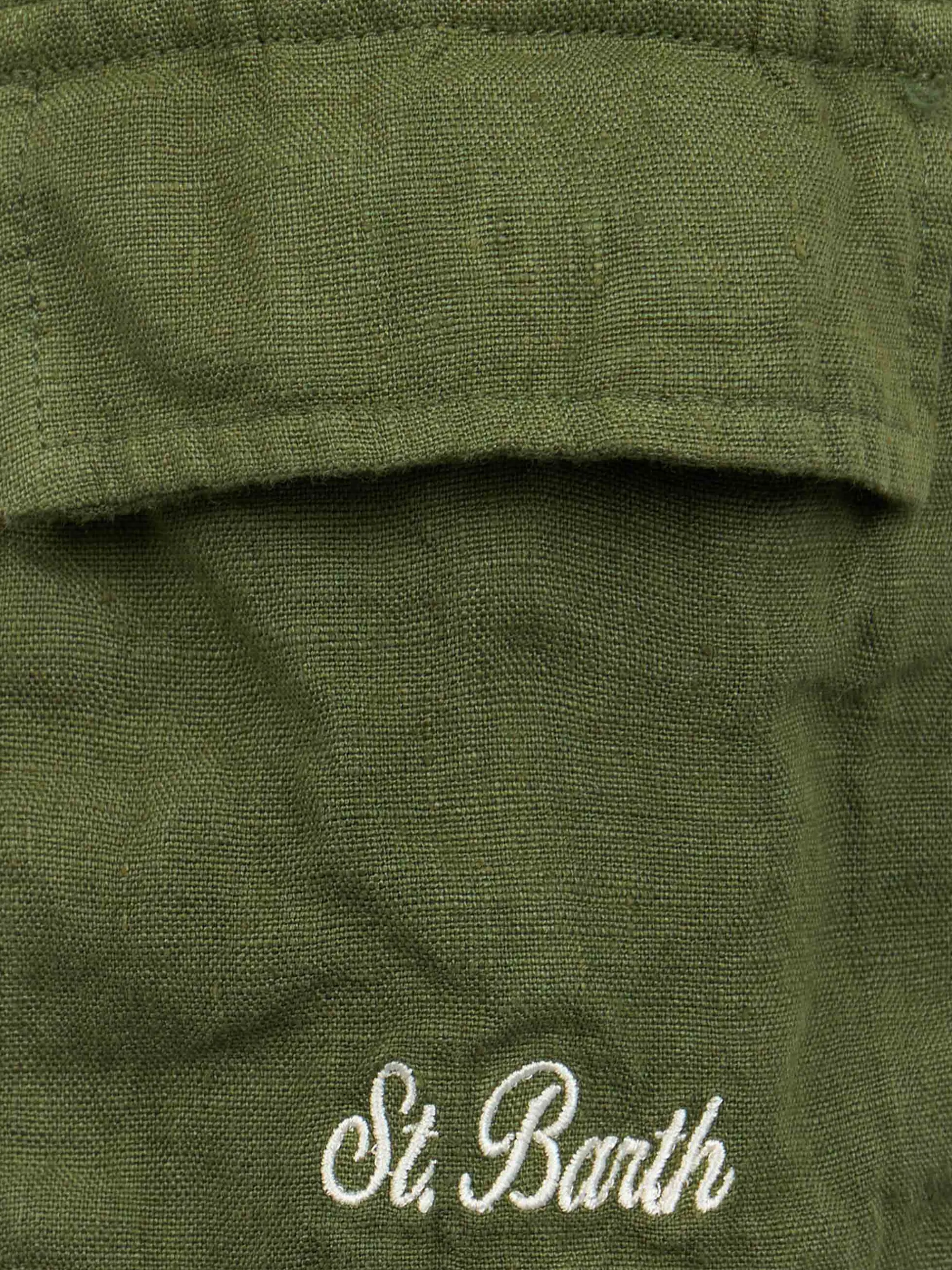 Bermuda da bambino in lino verde militare Marsiglia Jr
