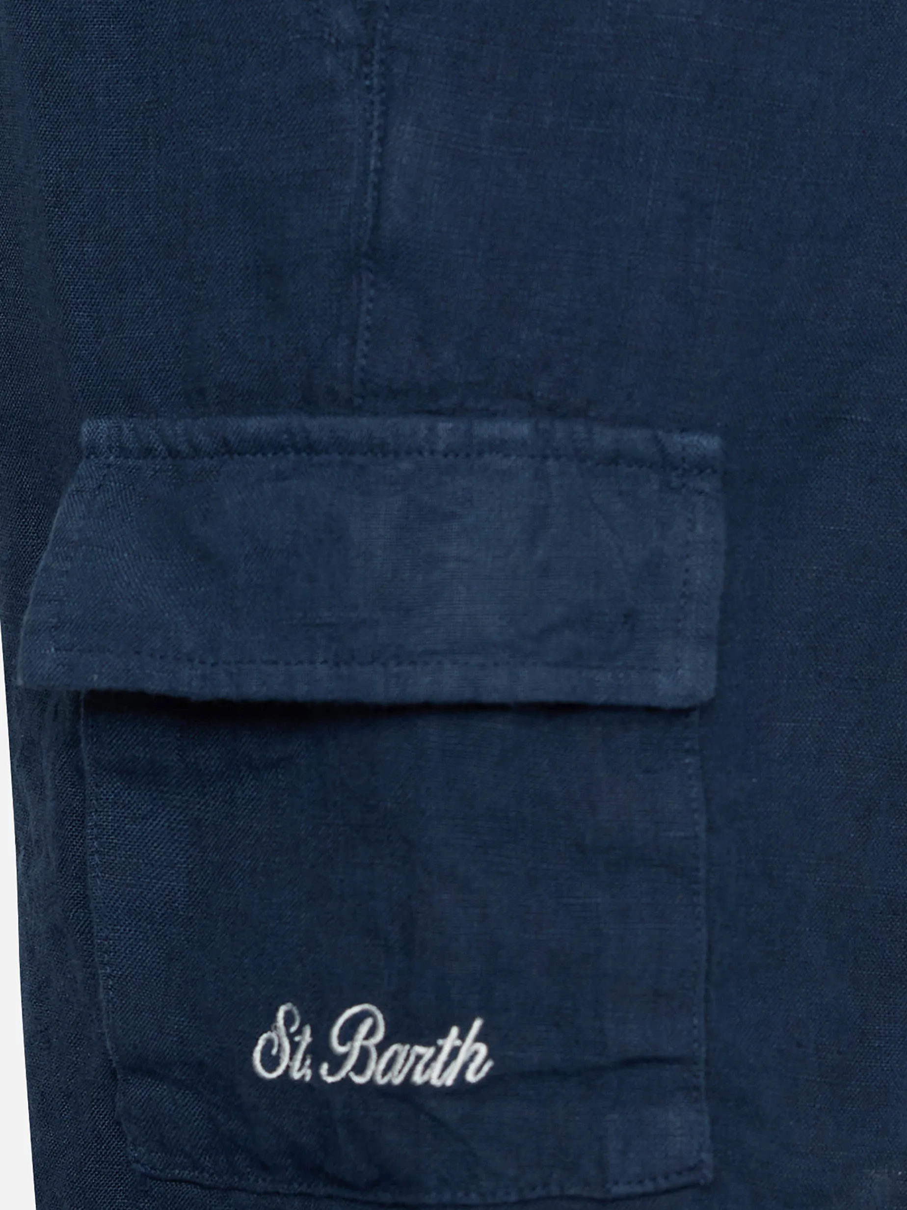 Bermuda da bambino in lino blu navy Marsiglia Jr