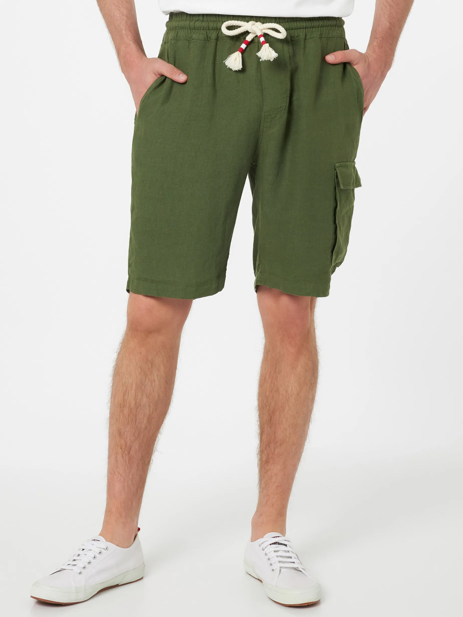 Bermuda da uomo in lino verde militare Marsiglia