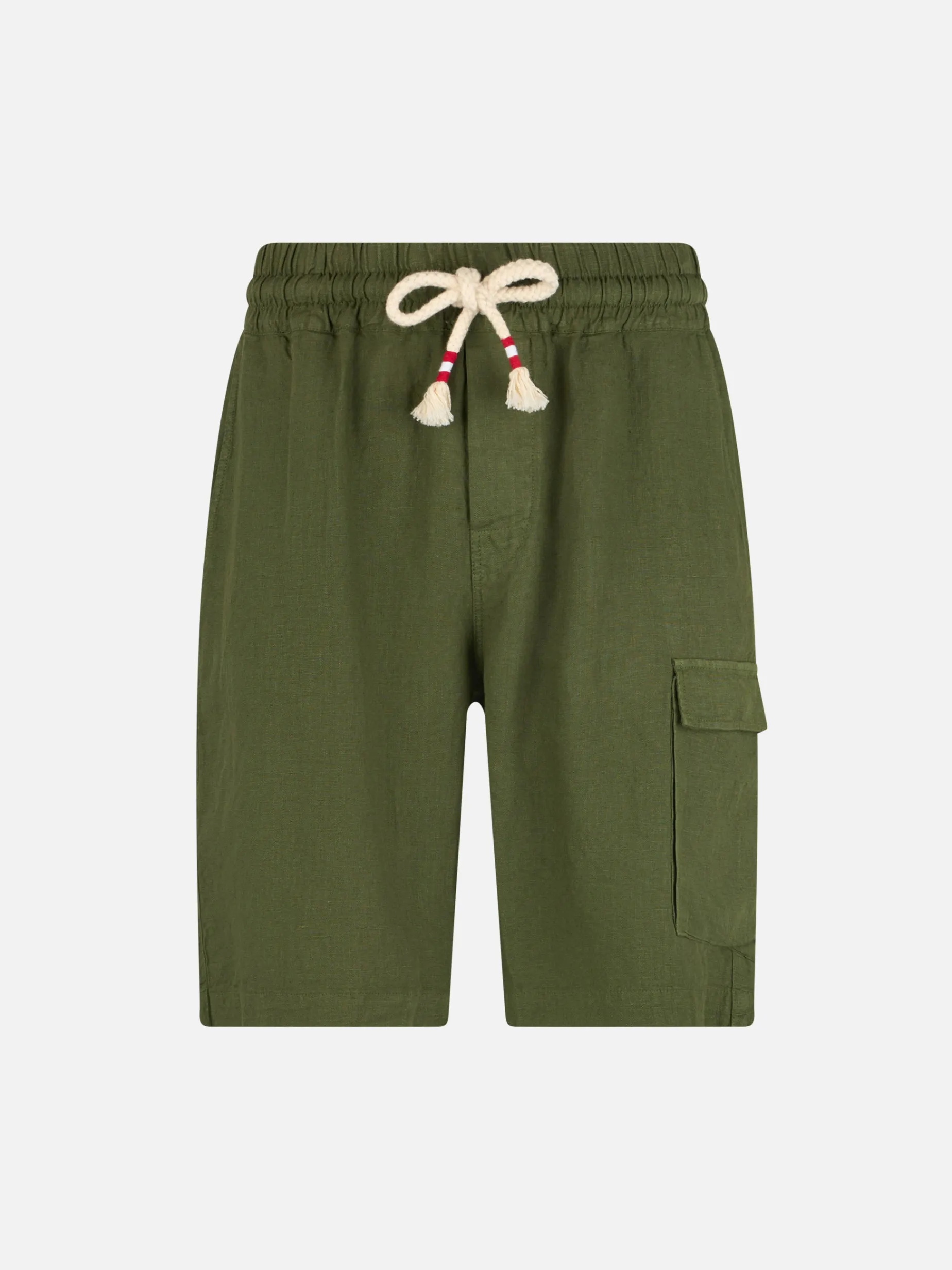 Bermuda da uomo in lino verde militare Marsiglia