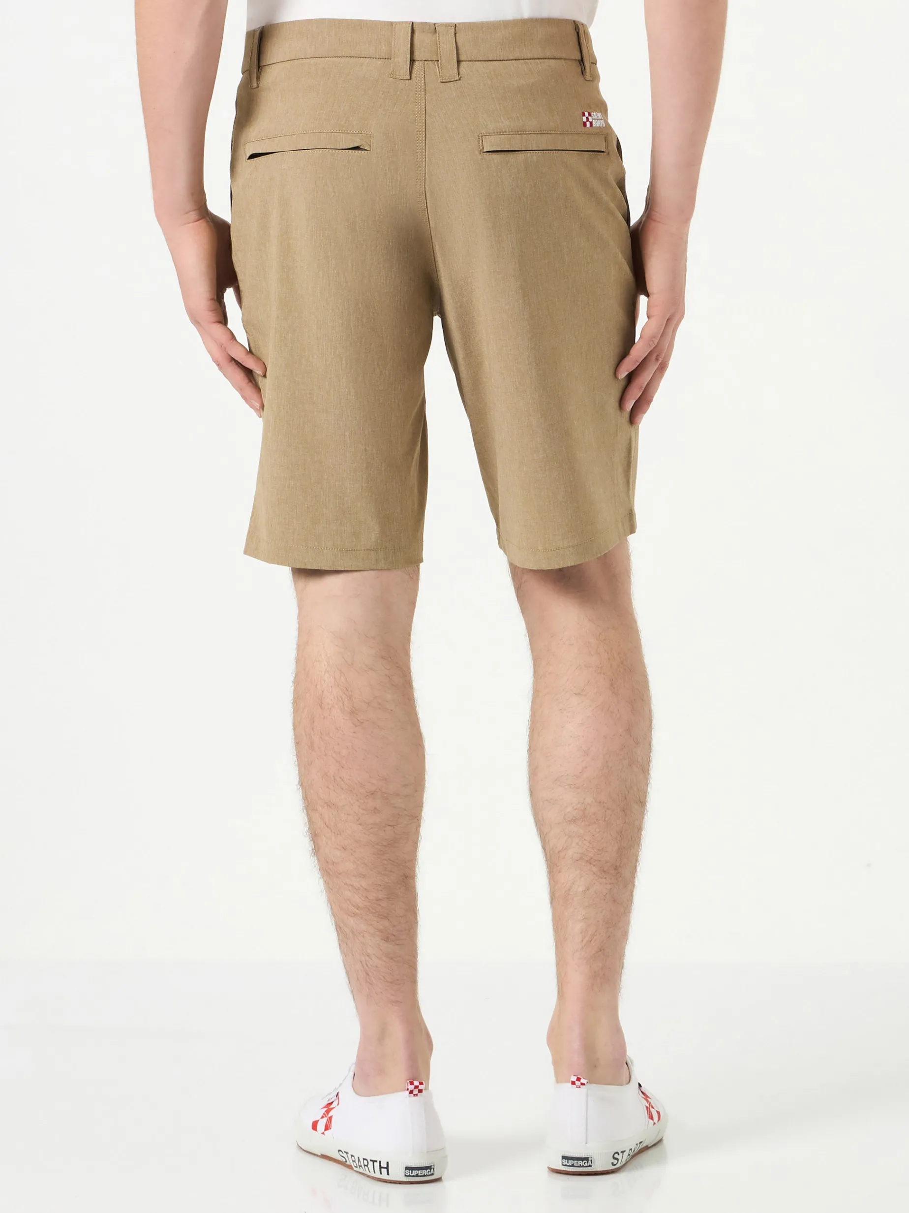 Bermuda da uomo in tessuto ripstop beige