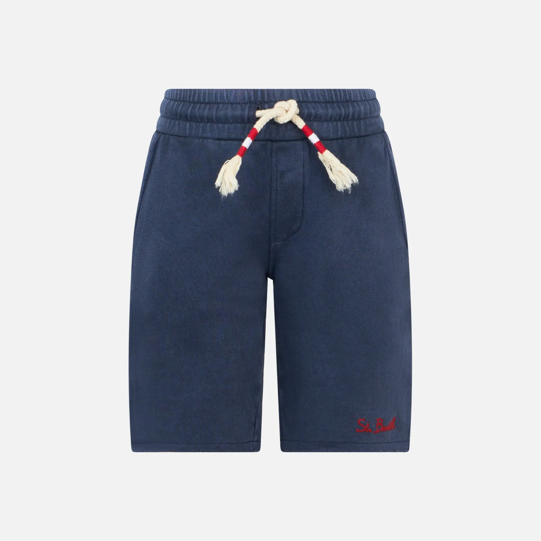 Bermuda in felpa blu da bambino con tasca