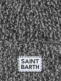 Berretto da donna bianco mouliné con ricamo Saint Barth