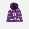 Berretto da donna viola con fantasia norvegese