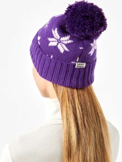 Berretto da donna viola con fantasia norvegese