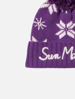 Berretto da donna viola con fantasia norvegese