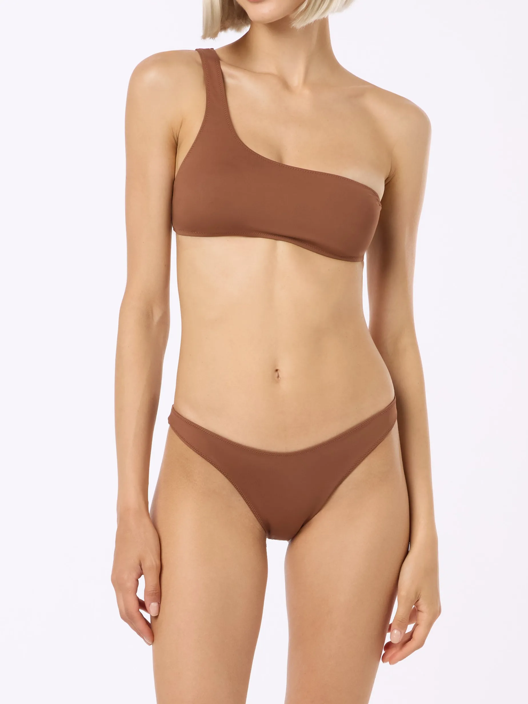 Bikini a bralette monospalla marrone da donna Celestine Naomi