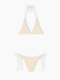 Bikini a triangolo crema crinkle da donna Guiana Marielle