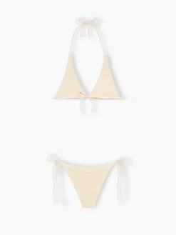 Bikini a triangolo crema crinkle da donna Guiana Marielle
