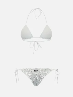 Bikini a triangolo paillettes argento da donna Leah Marielle