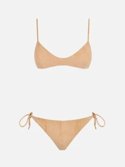 Bikini bralette con frange effetto camoscio