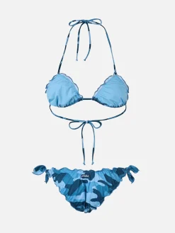 Bikini classico a triangolo mimetico denim da donna Sarius