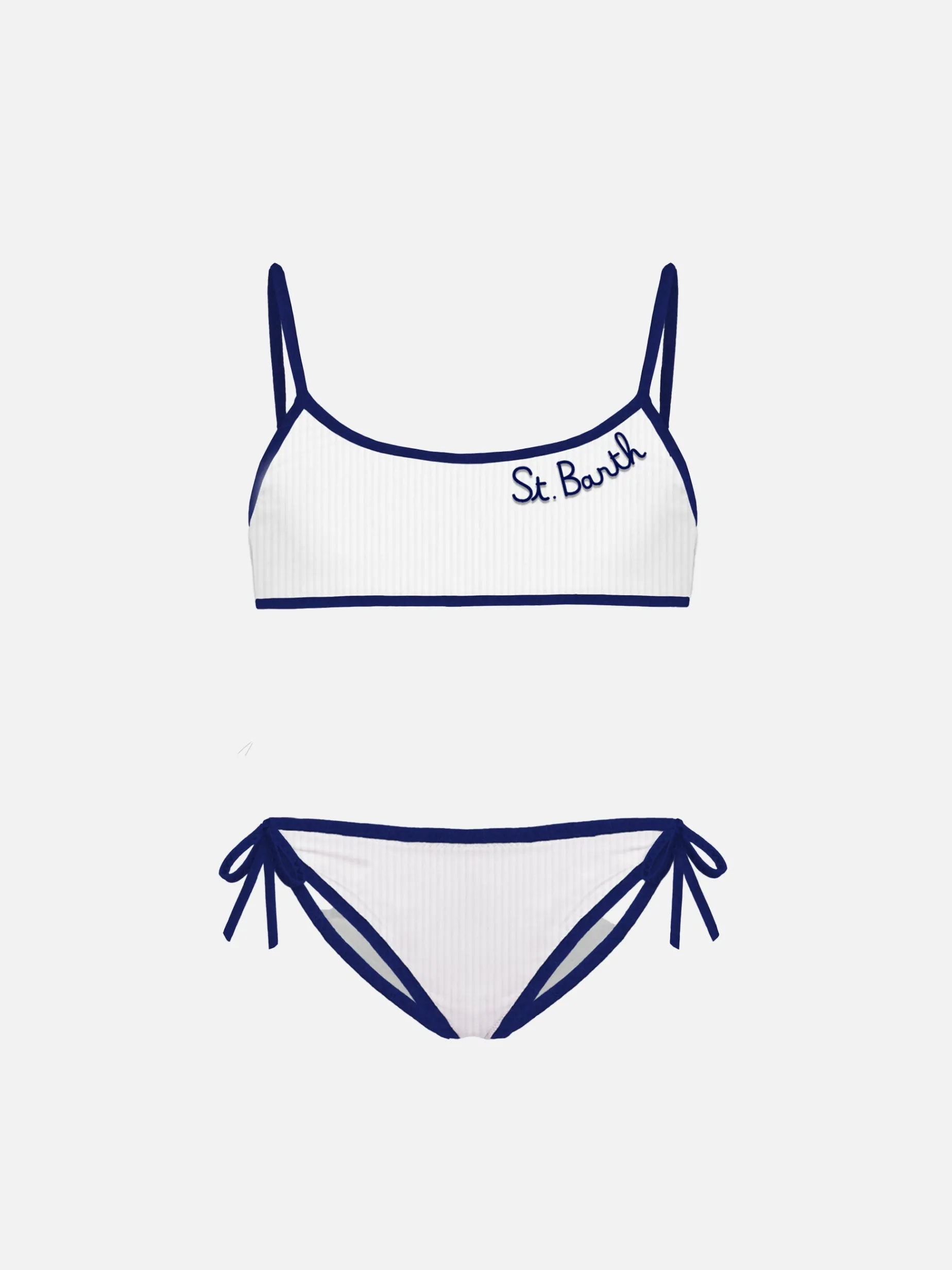 Bikini da bambina a bralette bianco