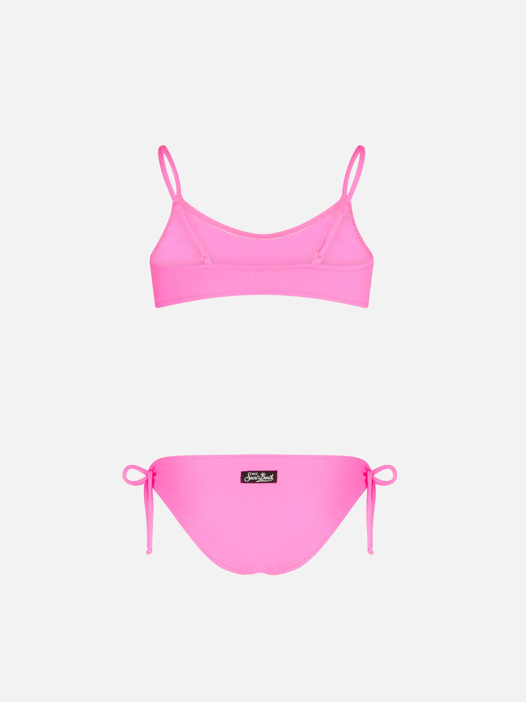 Bikini da bambina a bralette rosa fluo