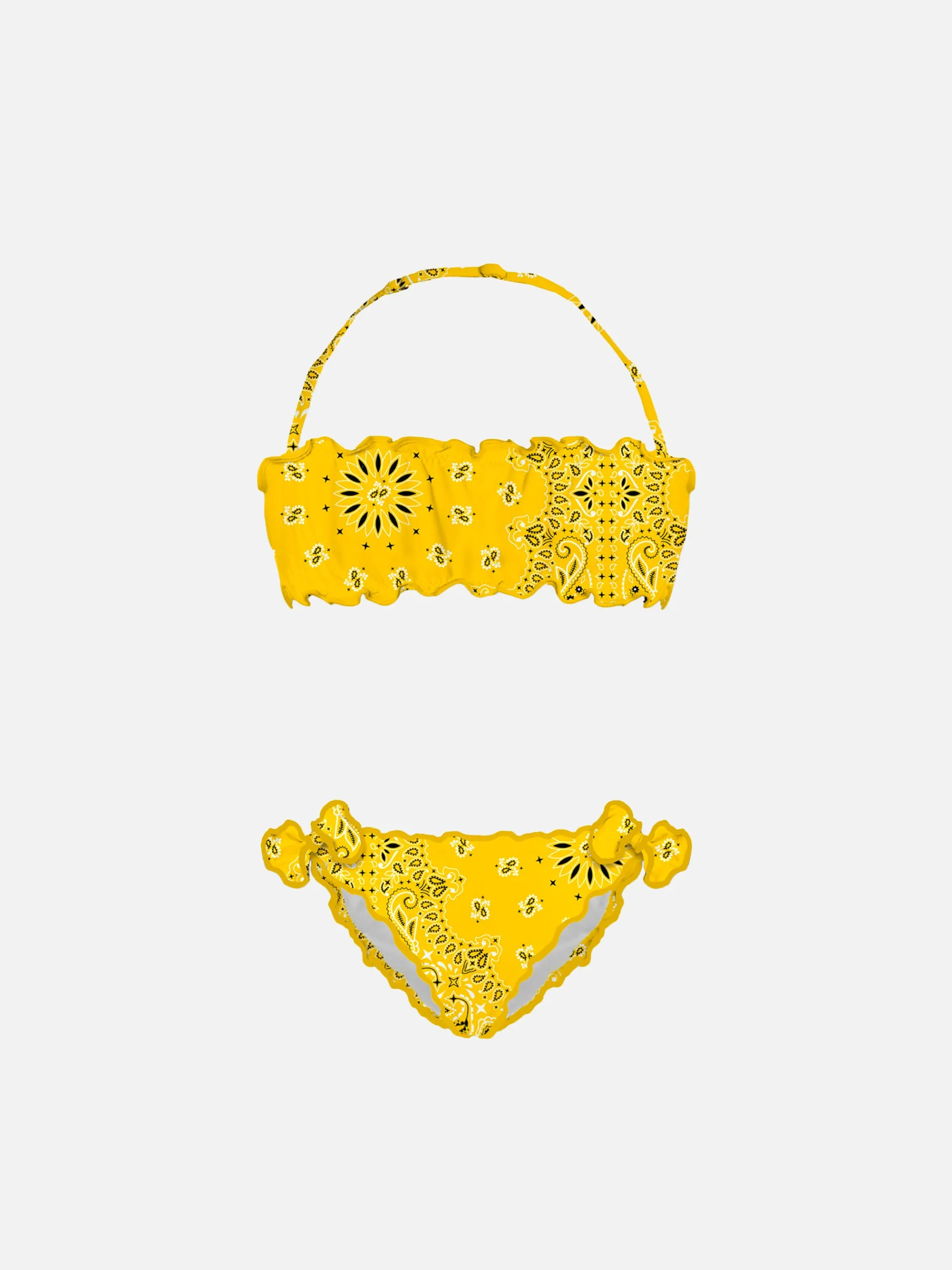 Bikini da bambina a fascia con stampa bandana