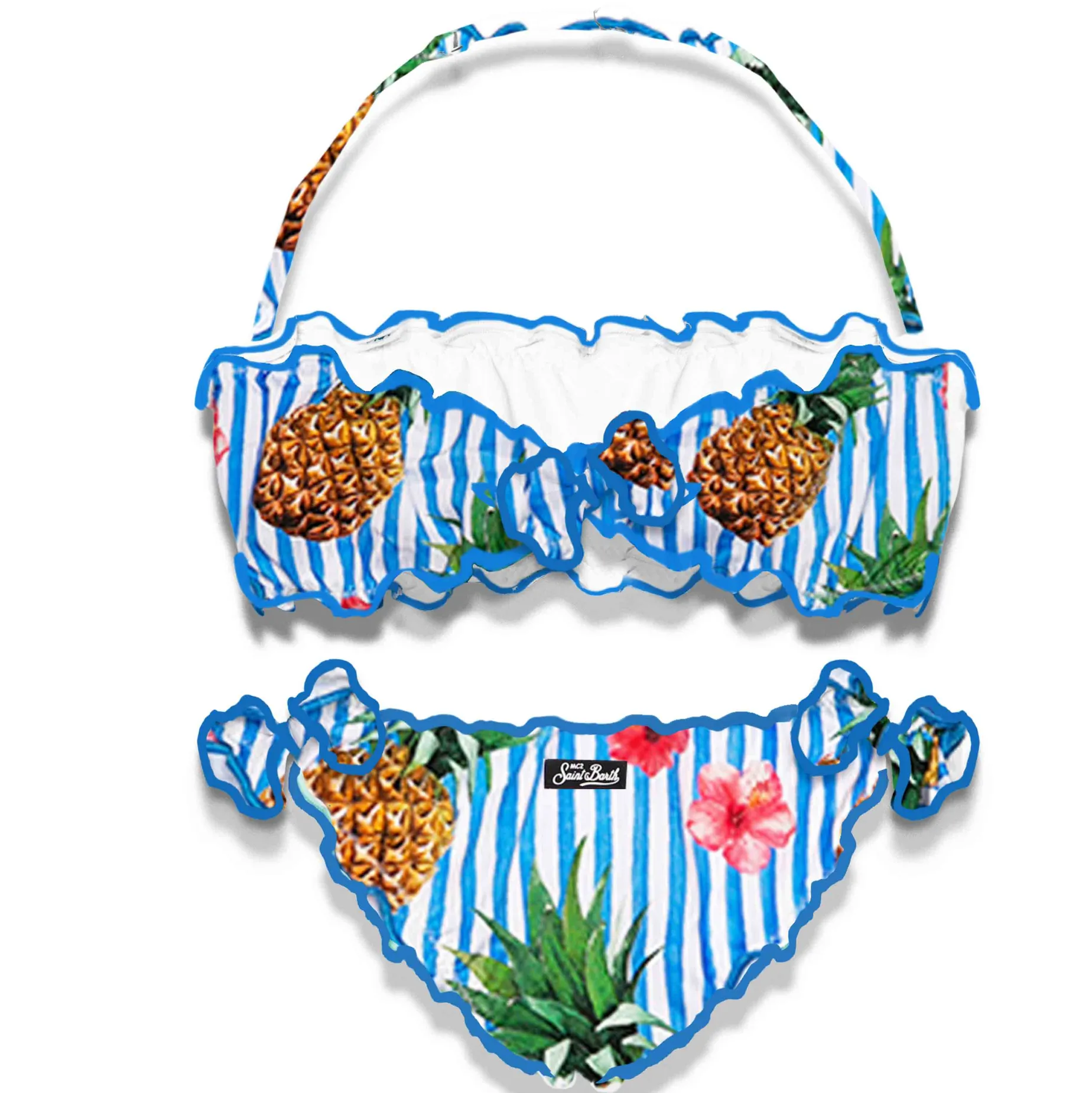 Bikini da bambina a fascia con stampa ananas