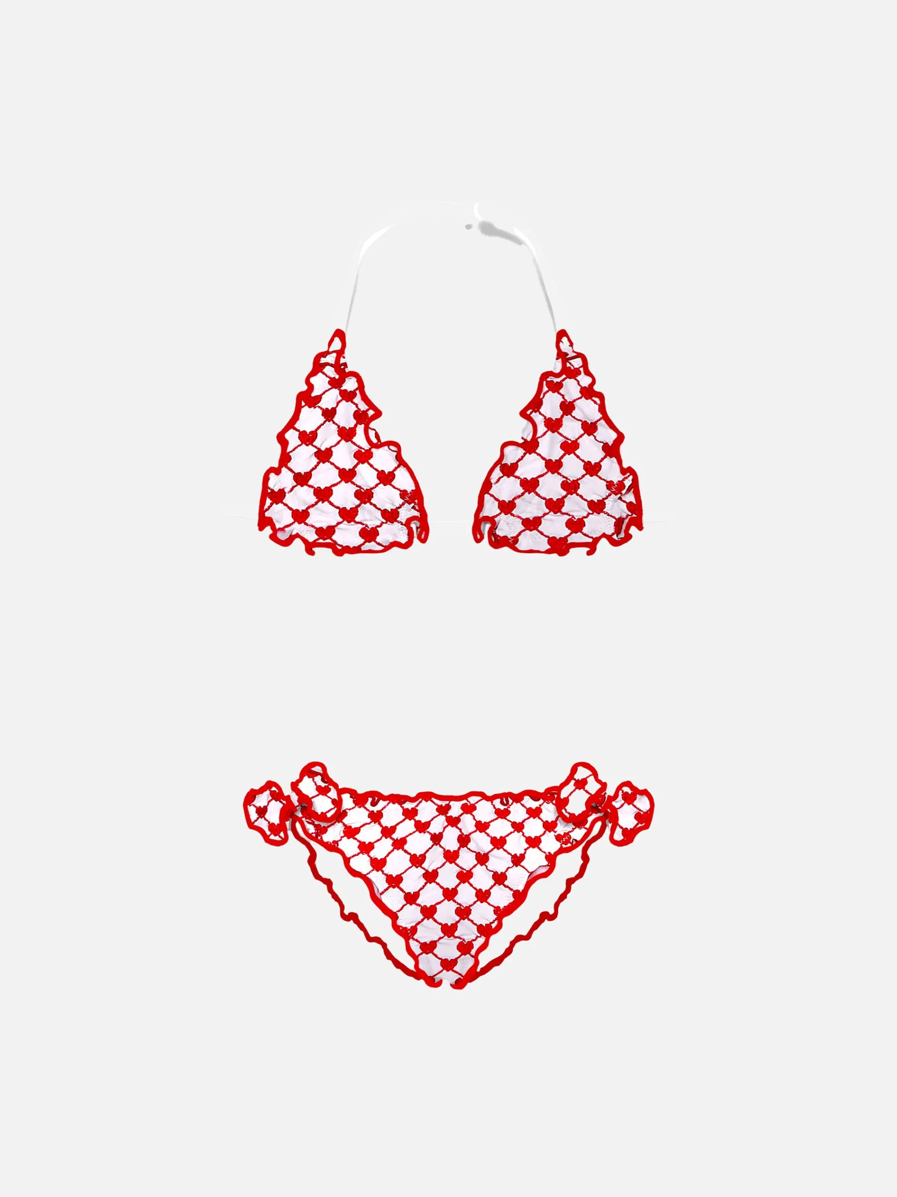 Bikini da bambina con cuore ricamato