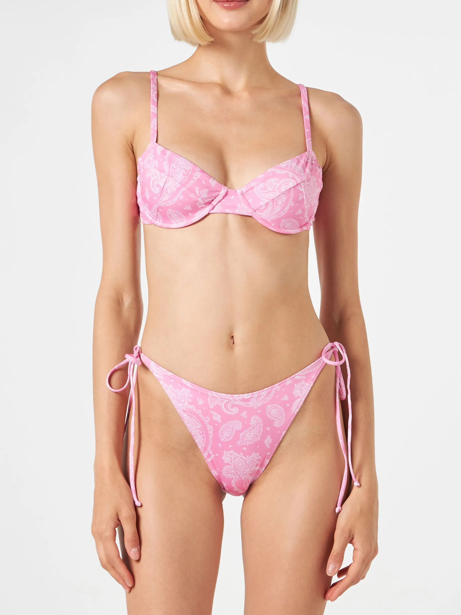 Bikini da donna a bralette con ferretto stampa paisley