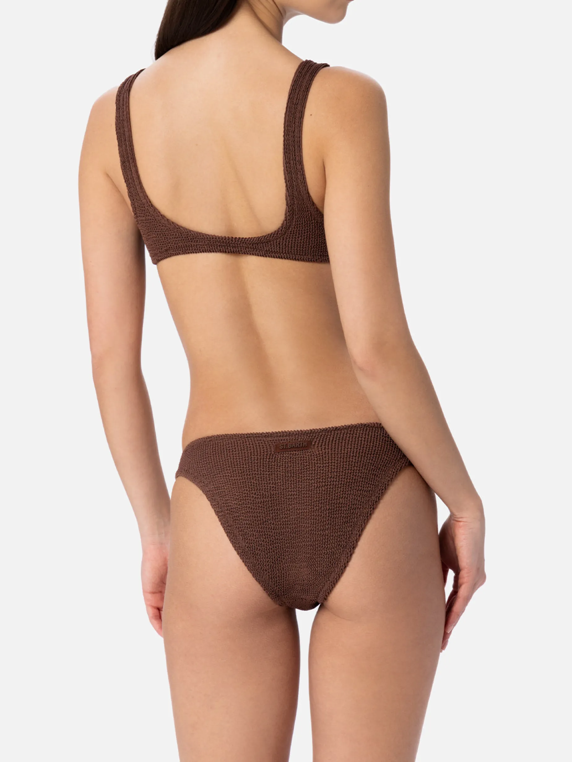 Bikini da donna a bralette marrone crinkle Naima Elise