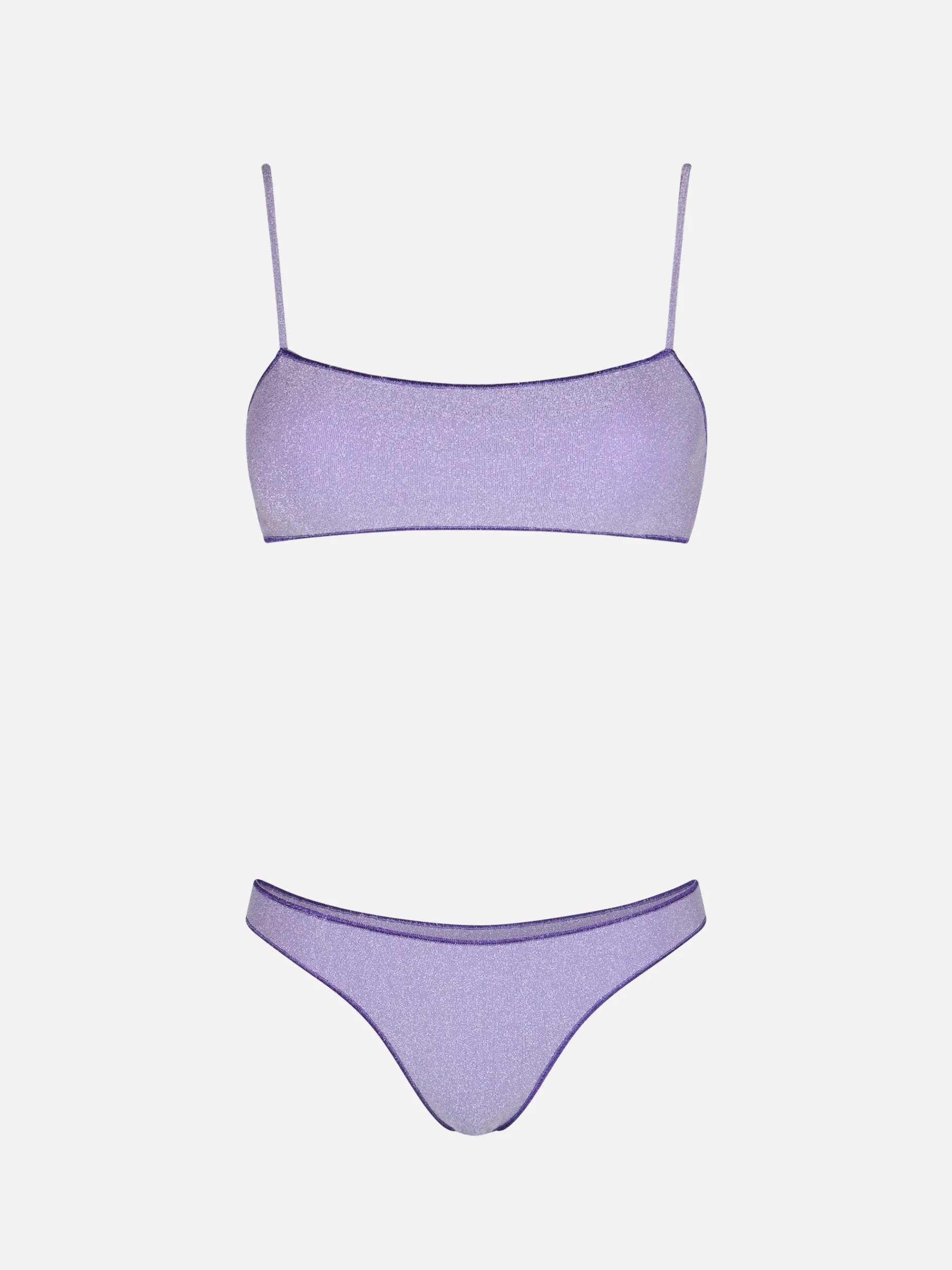 Bikini da donna a bralette lilla lurex Sadie Naomi