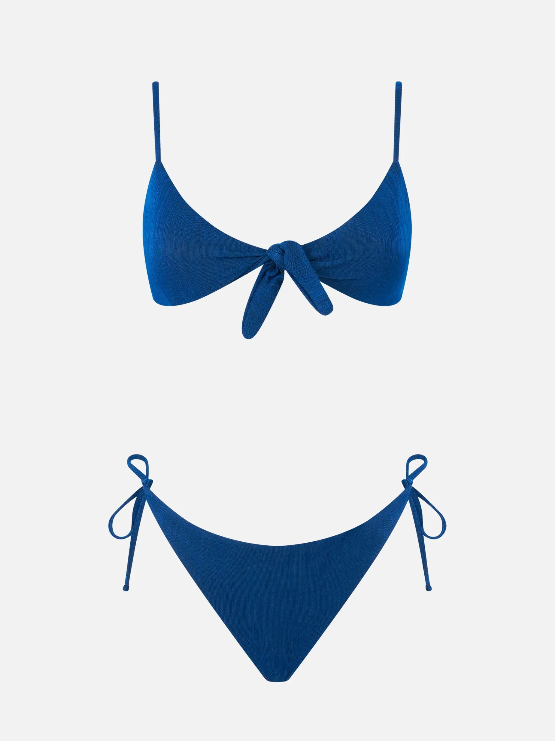 Bikini da donna a bralette plissettato blu