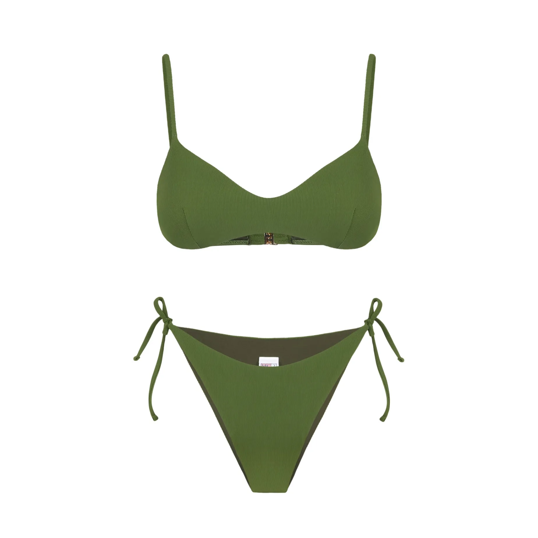 Bikini da donna a bralette a costine militare