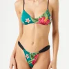 Bikini da donna a fascia con stampa tropicale