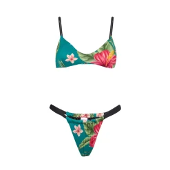 Bikini da donna a fascia con stampa tropicale