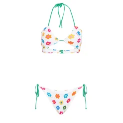 Bikini da donna a fascia con stampa margherite