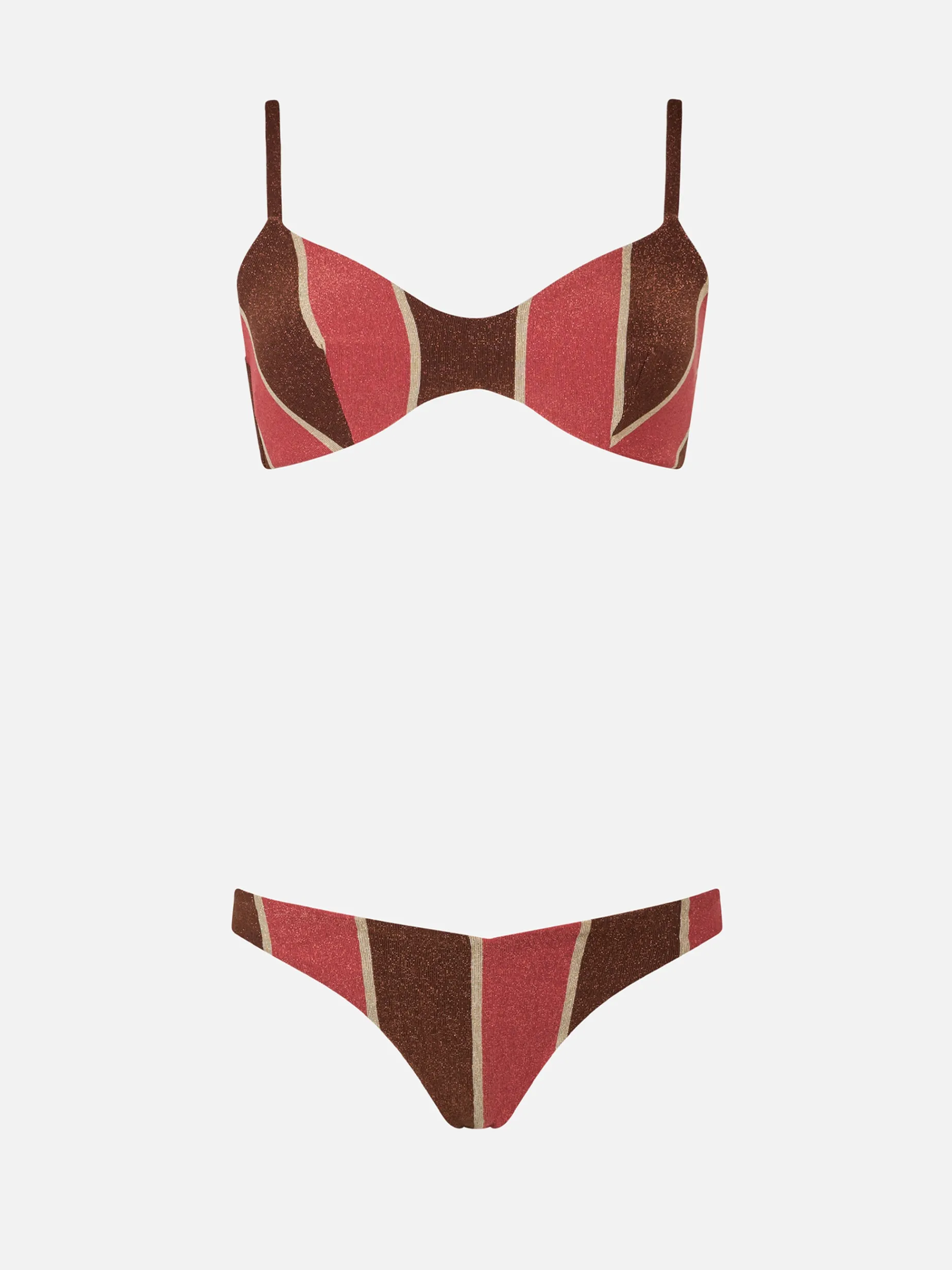 Bikini da donna a righe lurex scoop bralette May Romy