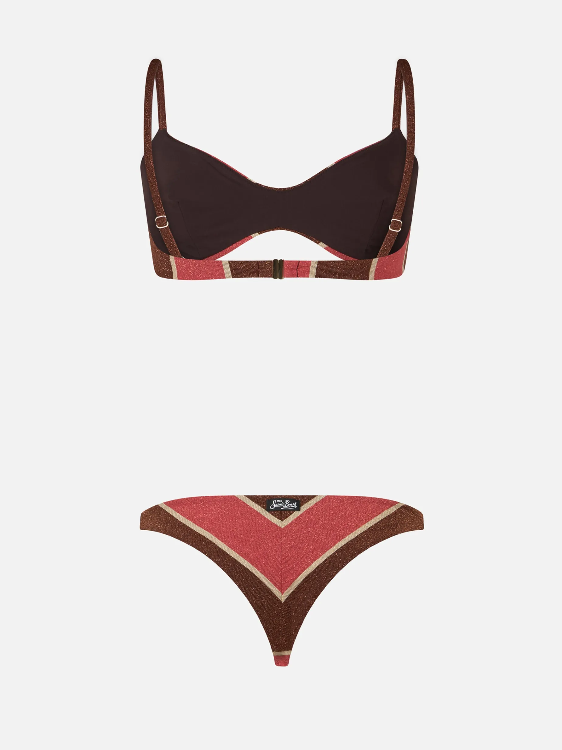 Bikini da donna a righe lurex scoop bralette May Romy