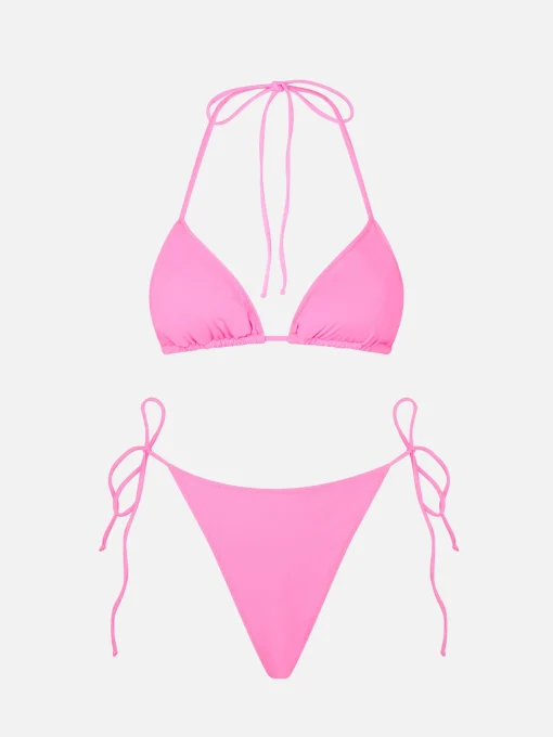 Bikini da donna a triangolo rosa fluo