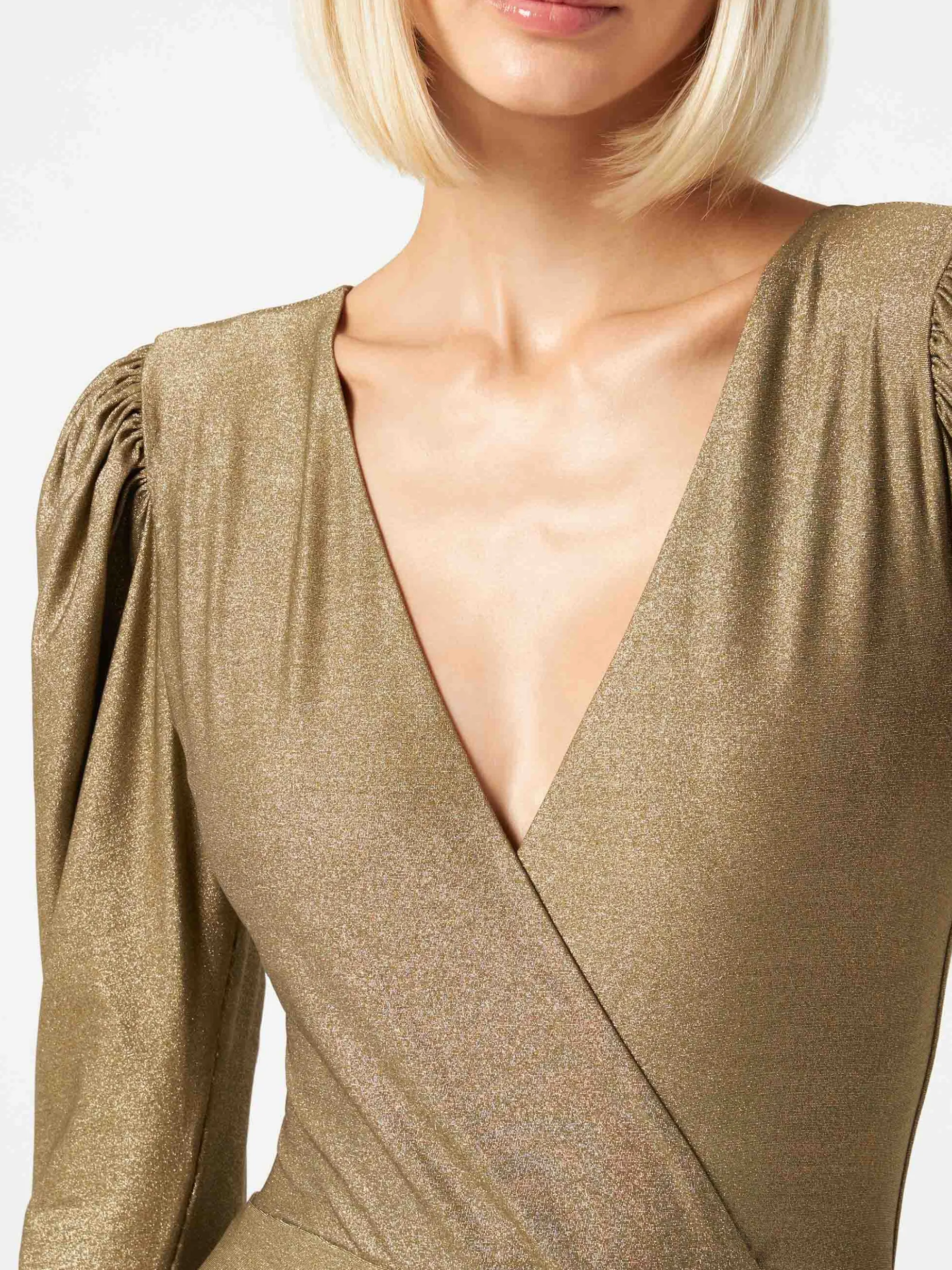 Bodywear / costume intero in maglia glitter oro