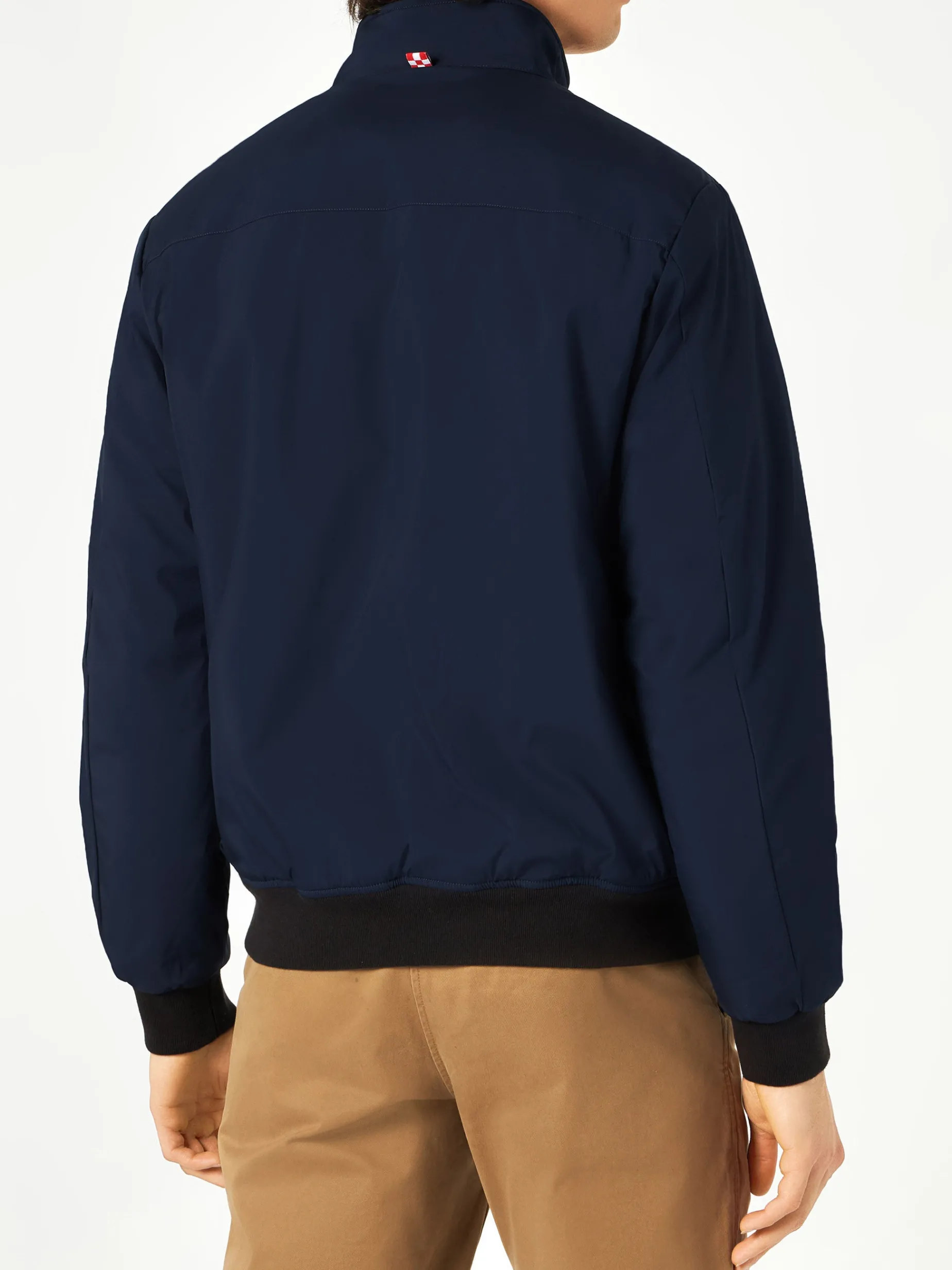 Bomber blu da uomo con fodera in pelo