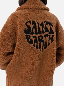 Bomber da donna effetto montone Abel con colletto e stampa cuore Saint Barth
