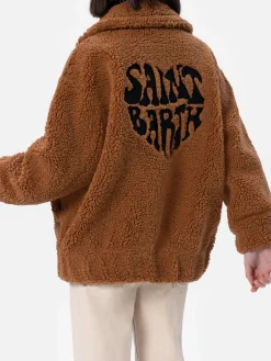 Bomber da donna effetto montone Abel con colletto e stampa cuore Saint Barth