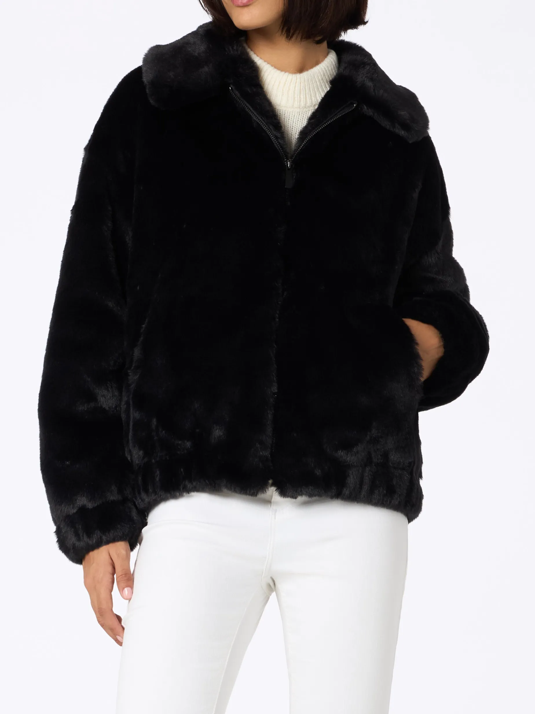 Bomber da donna furry Abel con colletto e stampa Saint Barth