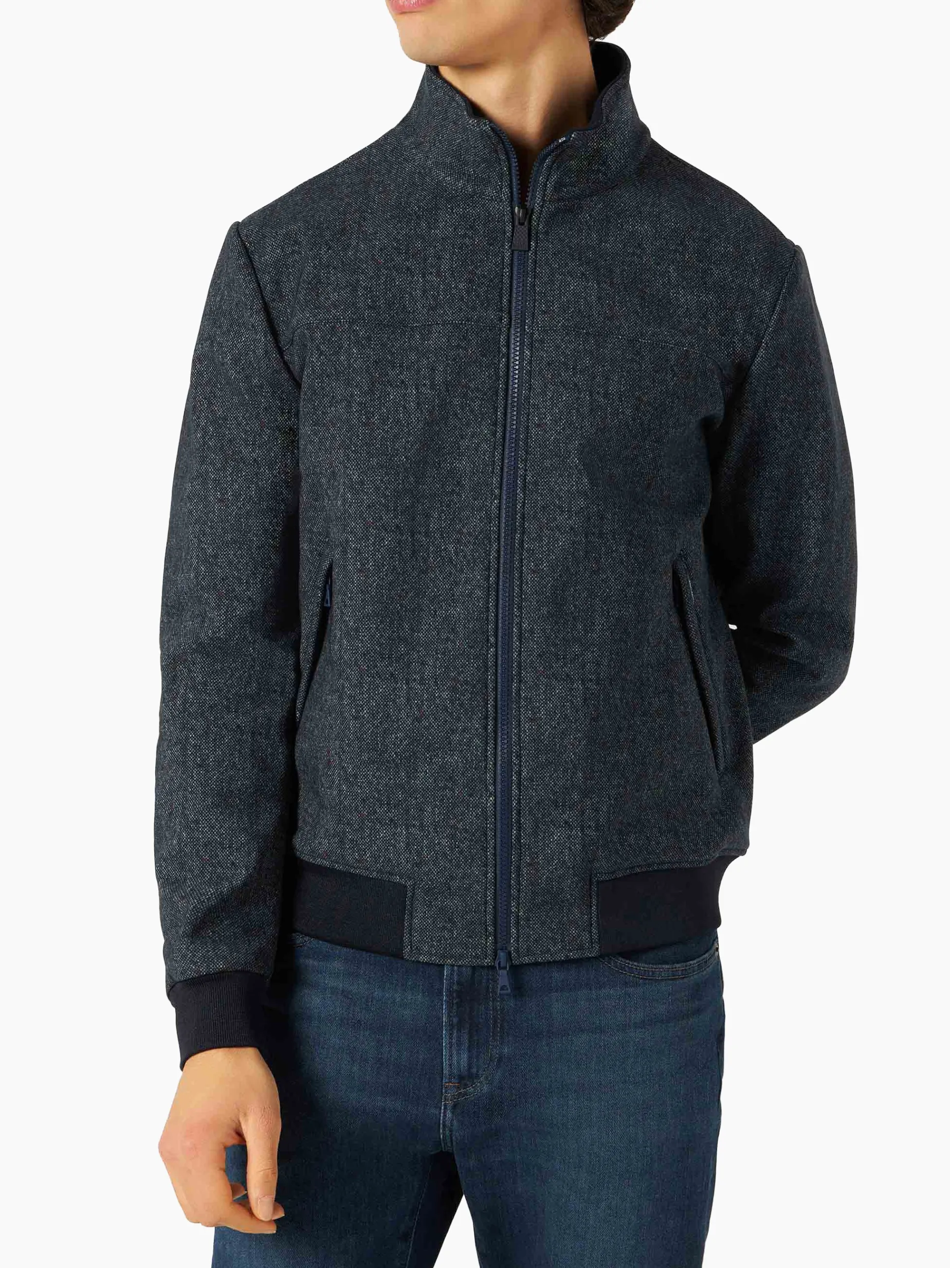 Bomber da uomo di peso medio blu mélange