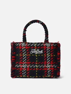 Borsa a mano Colette in lana con maxi motivo tartan